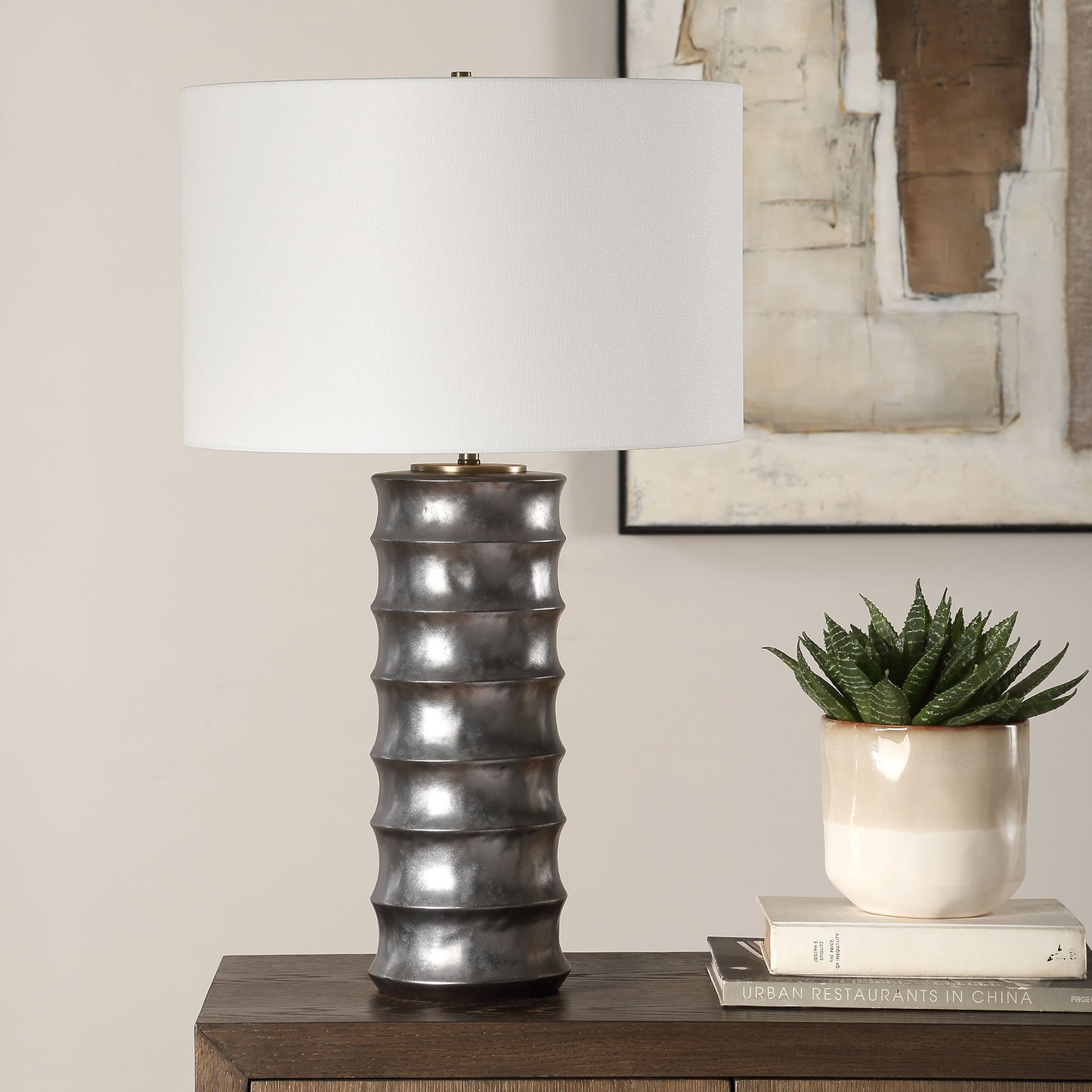 Corvair - Scalloped Table Lamp - Bronze