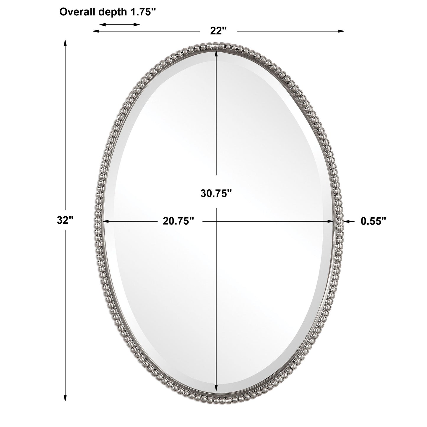 Sherise - Brushed Nickel Oval Mirror