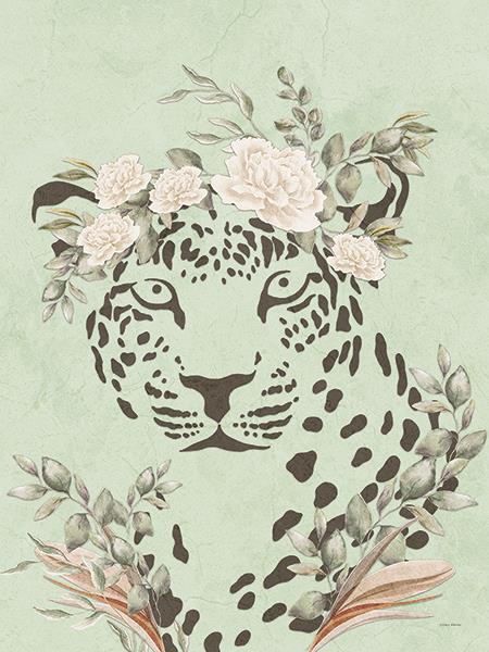 Safari Leopard Dreaming By Yass Naffas Designs (Framed Small) - Green
