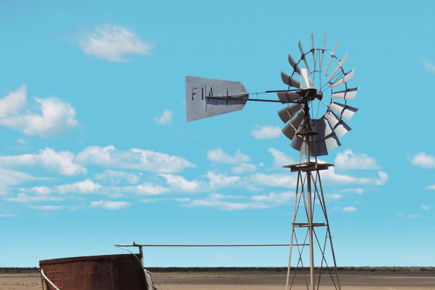 Windmill In The Field By Anna Coppel (Small) - Blue