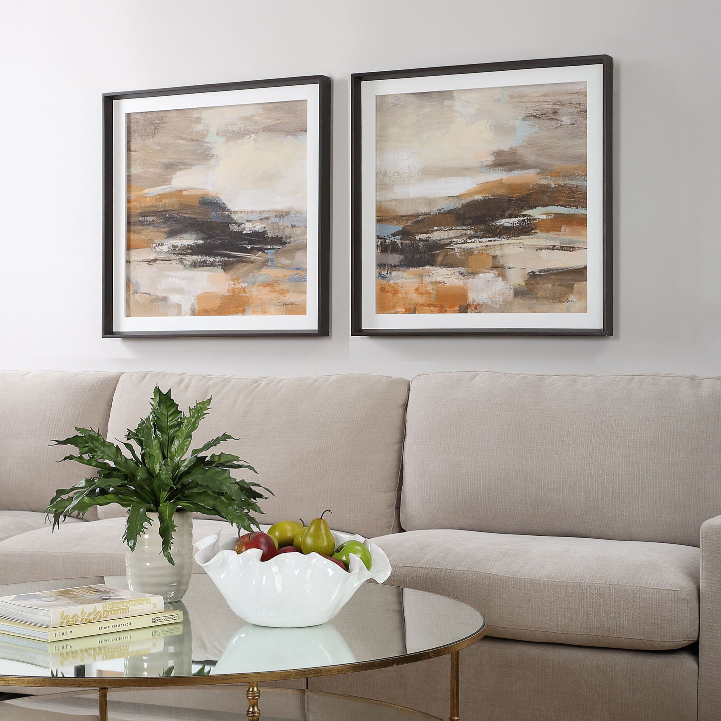 Cinnamon Shore - Framed Prints (Set of 2) - Dark Brown