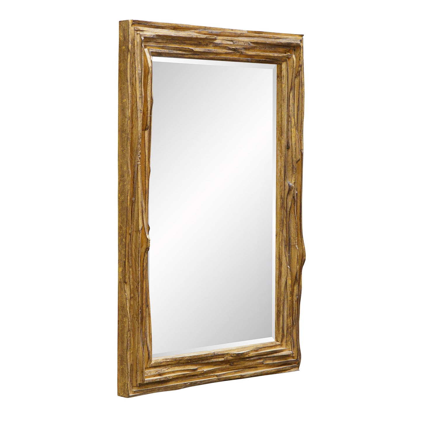 Overlap - Teak Wood Mirror - Light Brown