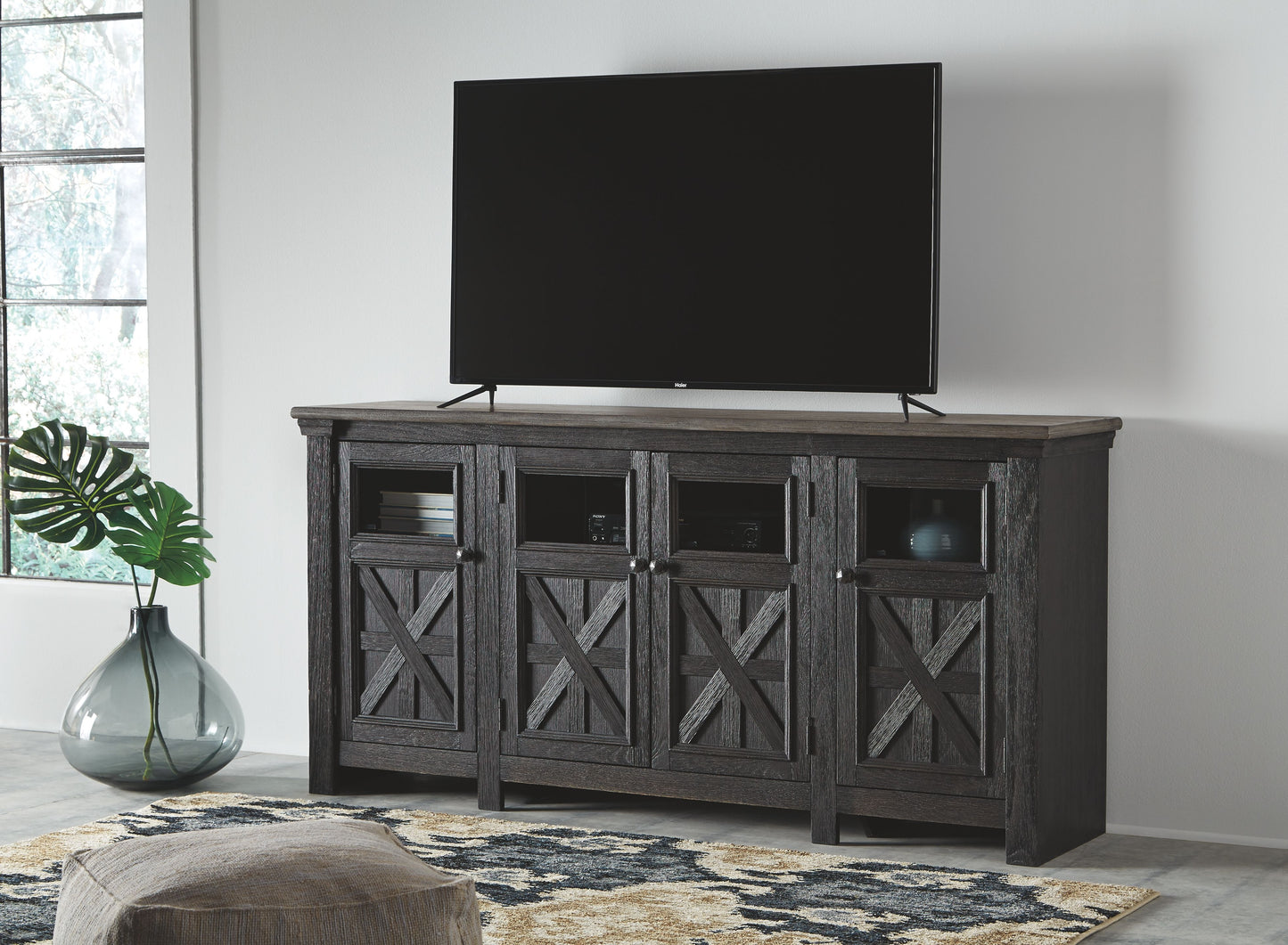 Tyler - Black / Gray - Extra Large TV Stand