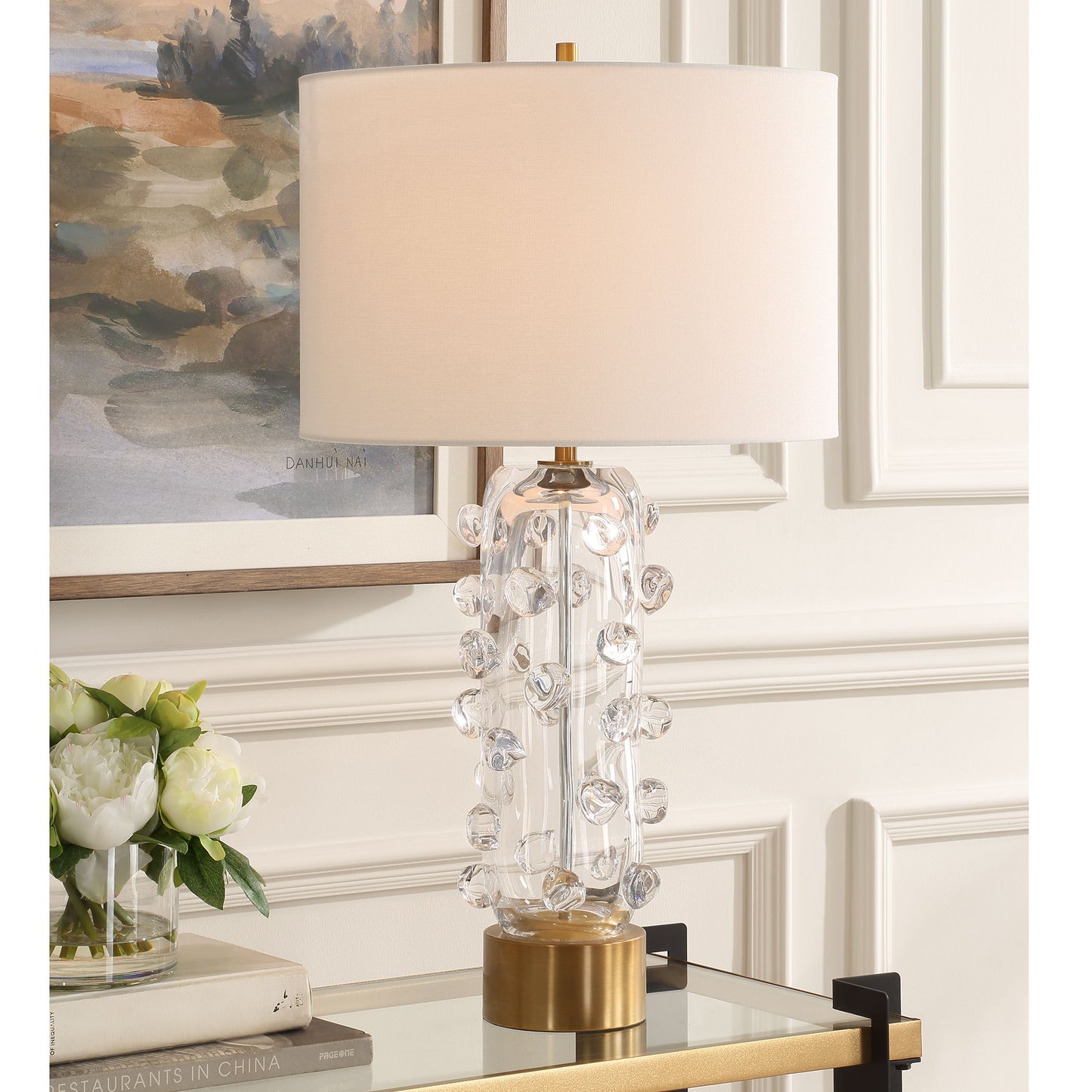 Aura - Clear Glass Table Lamp - White