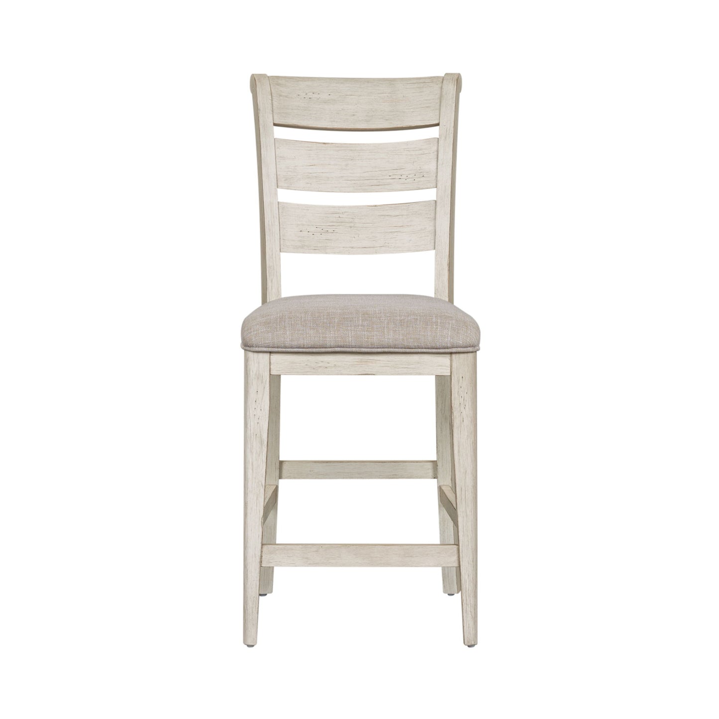 Farmhouse Reimagined - Ladder Back Upholstered Counter Chair - White