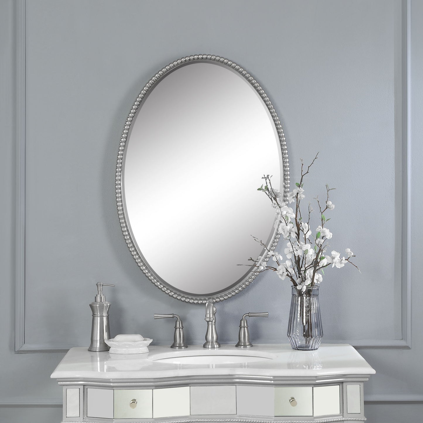 Sherise - Brushed Nickel Oval Mirror