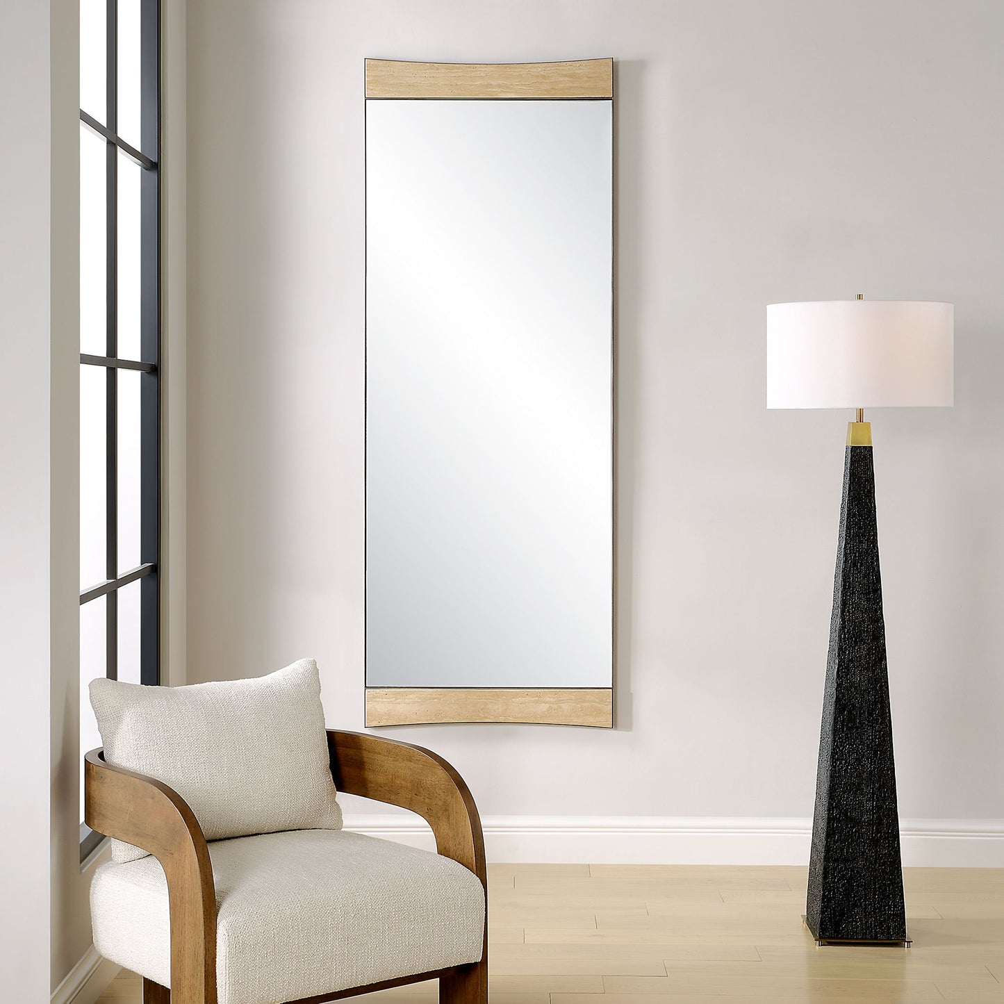 Russo - Oversized Modern Mirror - Light Brown