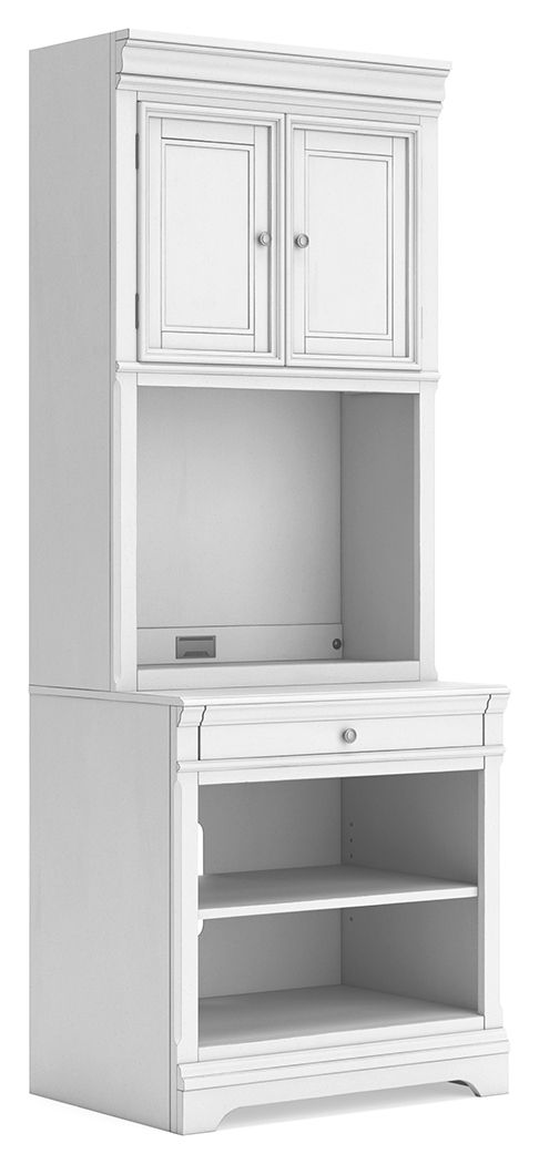 Kanwyn - Whitewash - Bookcase With Door Hutch