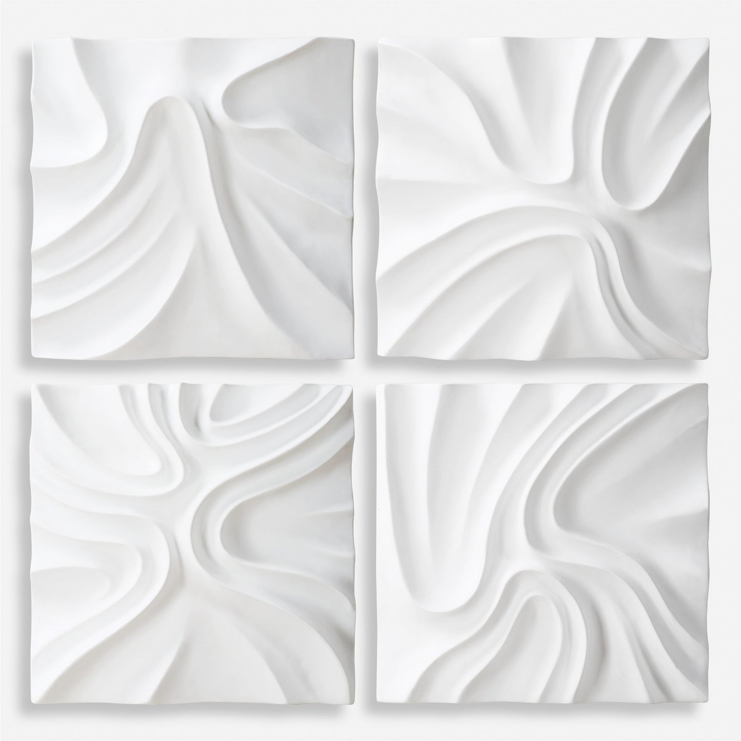 Snowdrift - Scultped White Wall Decor (Set of 4)