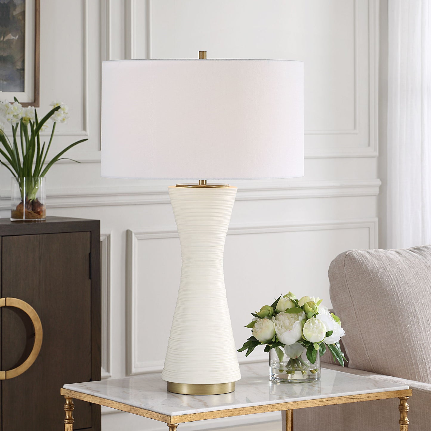 Ridgeline - Matte White Table Lamp - White