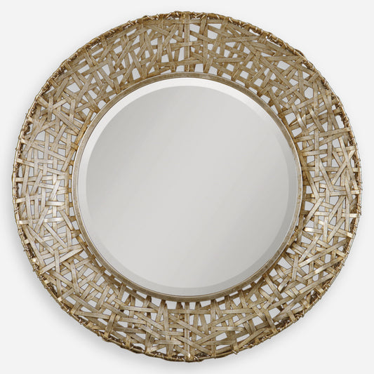 Alita - Champagne Woven Metal Mirror