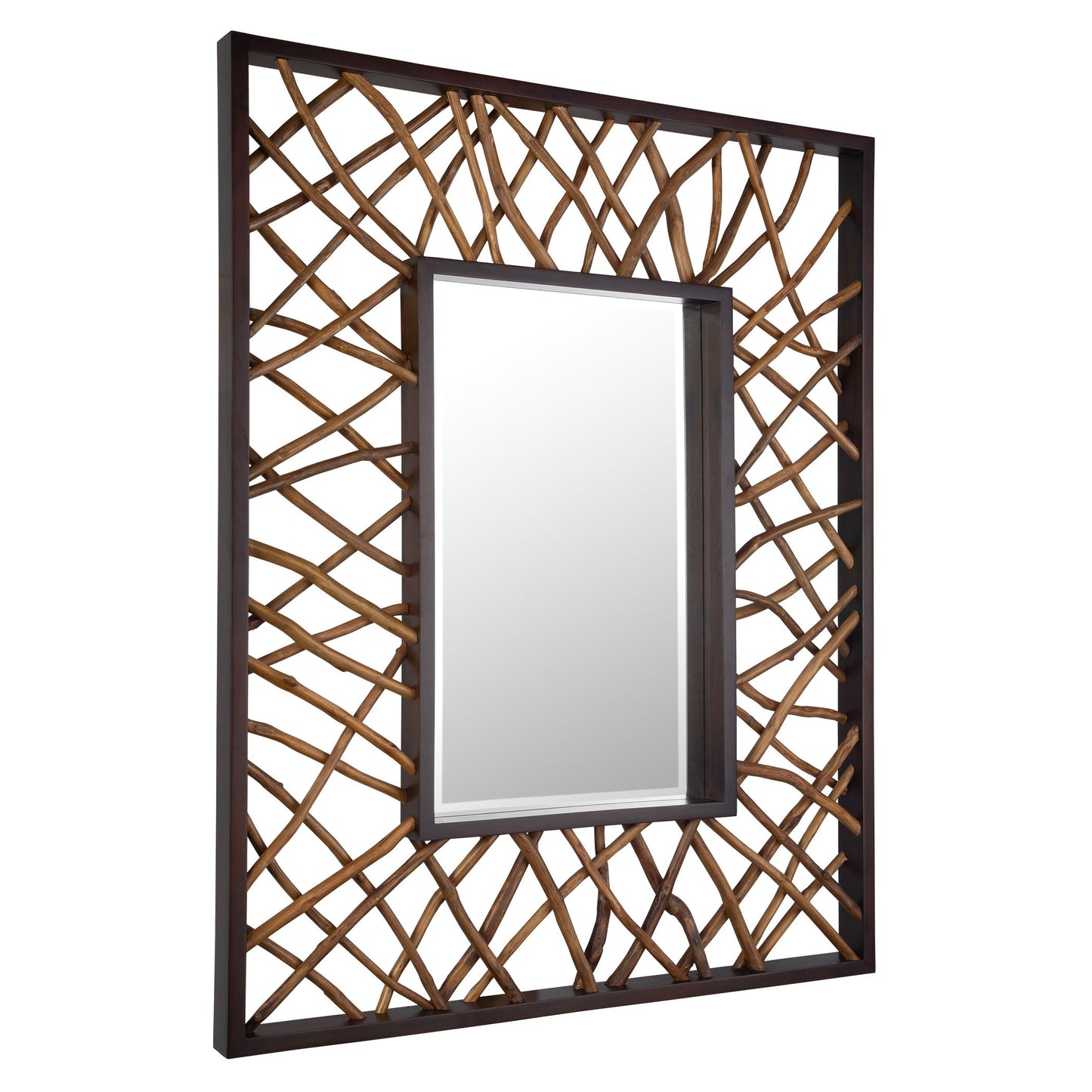 Teak Maze - Rectangle Mirror