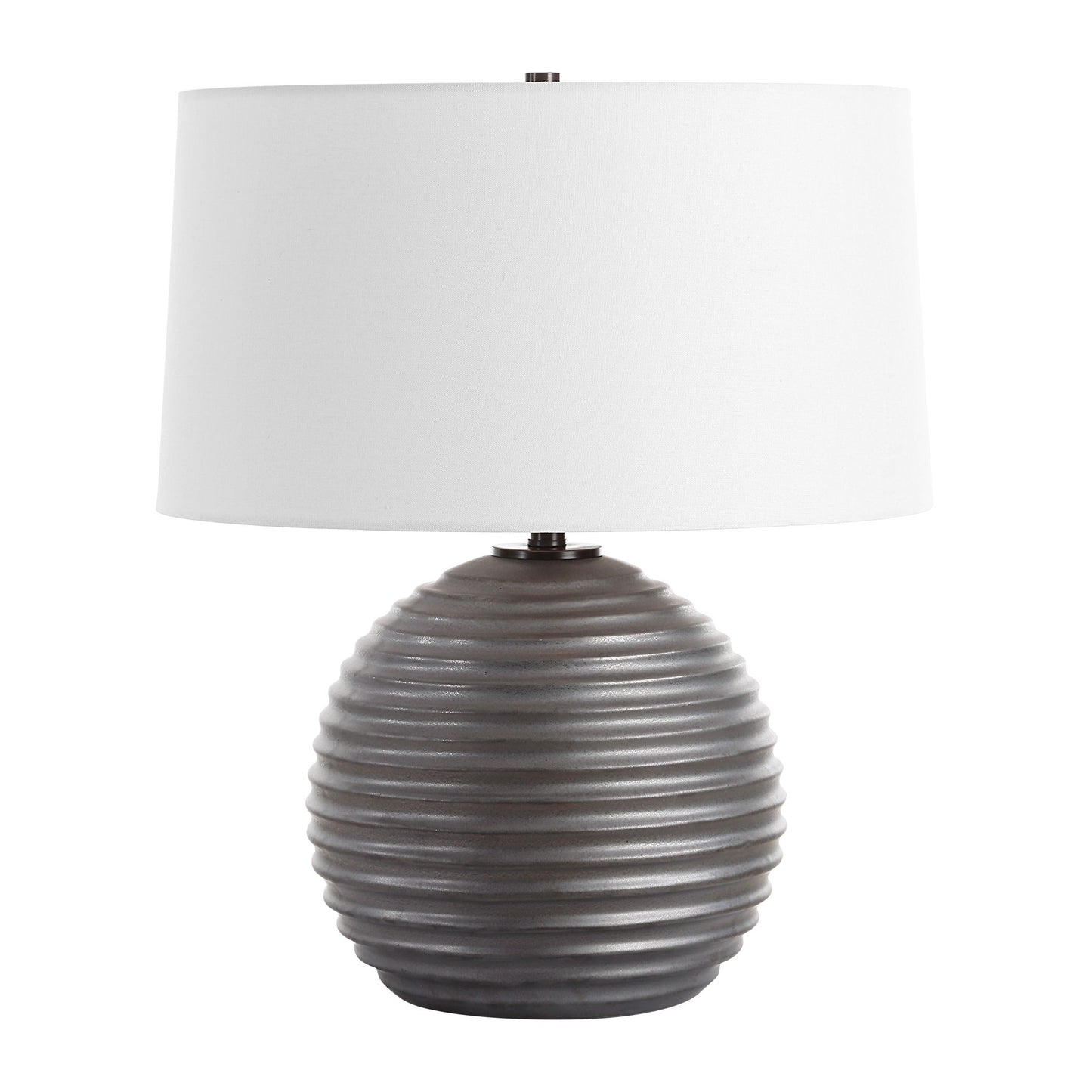 Chelsom - Ribbed Table Lamp - Gray