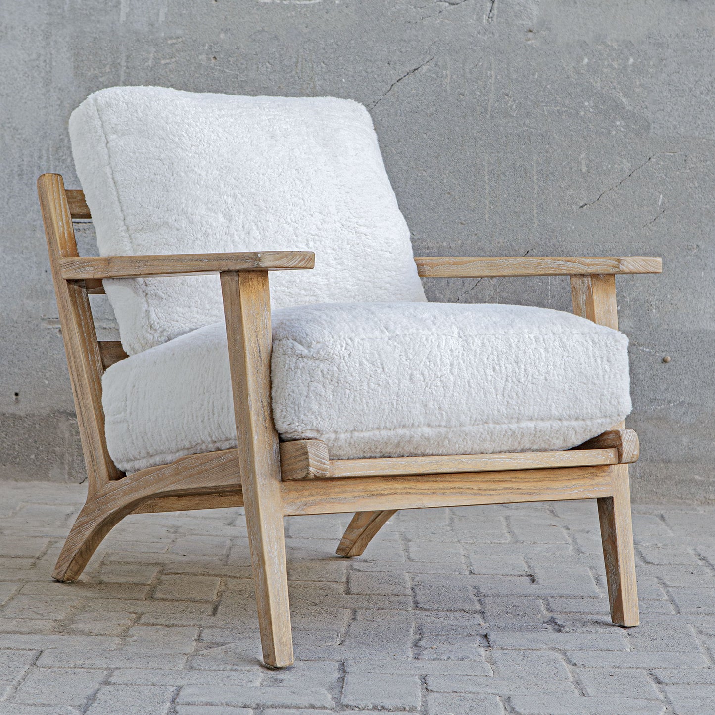 Laid - Back Sheepskin Accent Chair - White