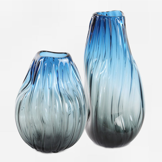 Midnight Horizon - Vases (Set of 2) - Light Blue