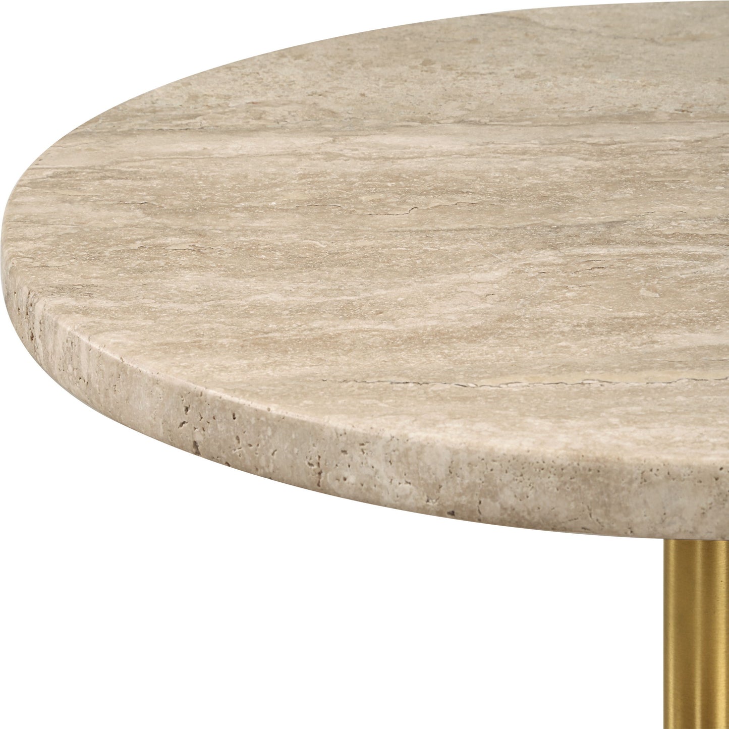 Malya - Travertine Accent Table - Beige