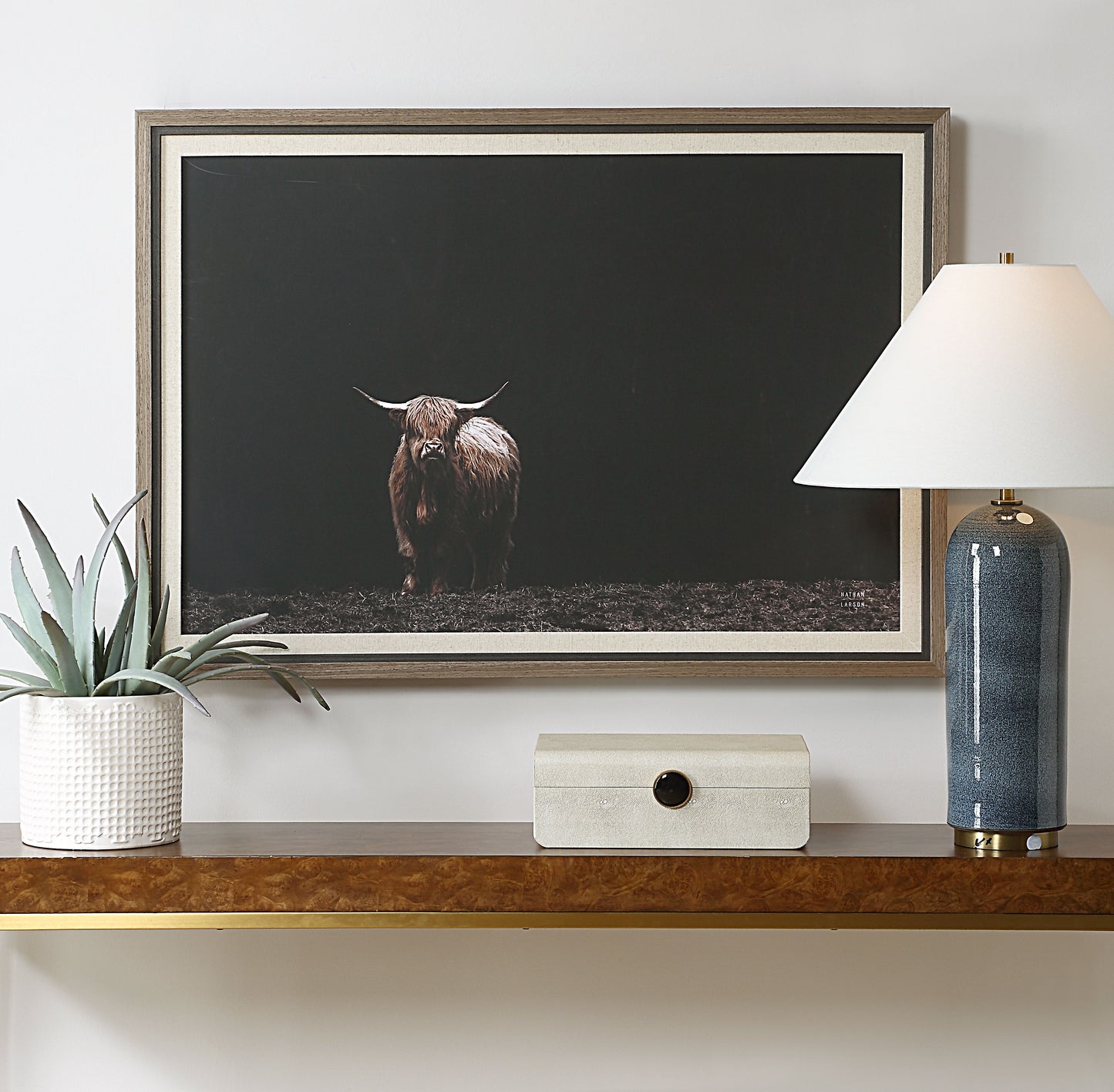 King Of The Hill - Framed Bovine Print - Black