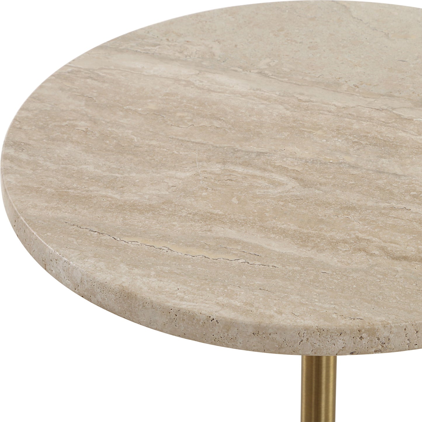 Malya - Travertine Accent Table - Beige