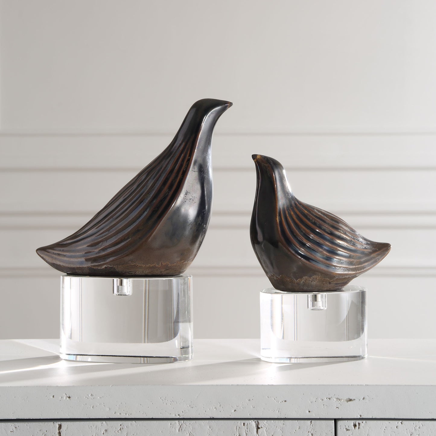 Nesting Bird - Gray Sculptures (Set of 2)