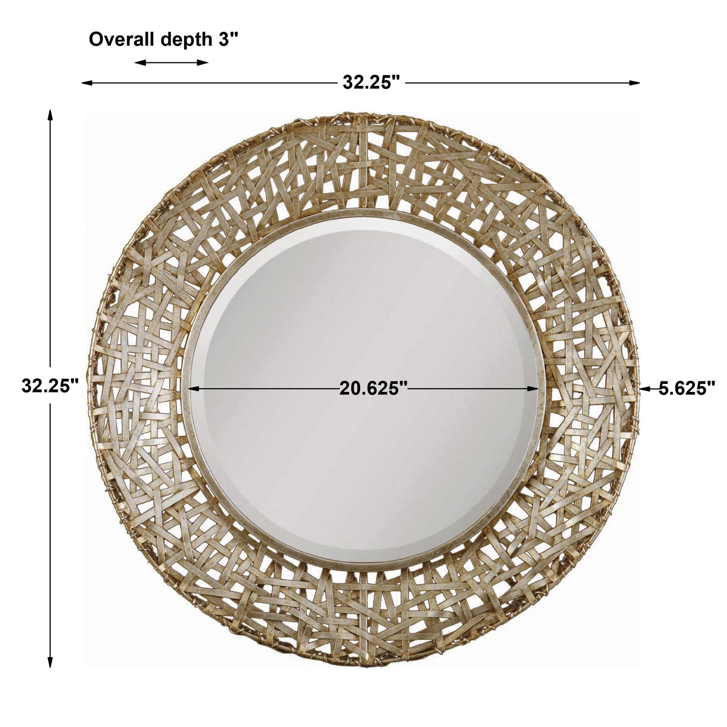 Alita - Champagne Woven Metal Mirror