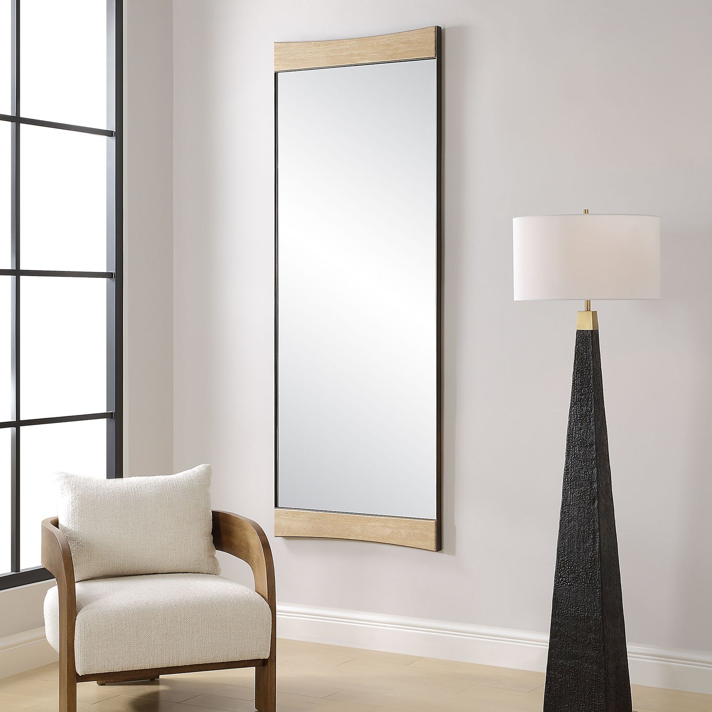 Russo - Oversized Modern Mirror - Light Brown