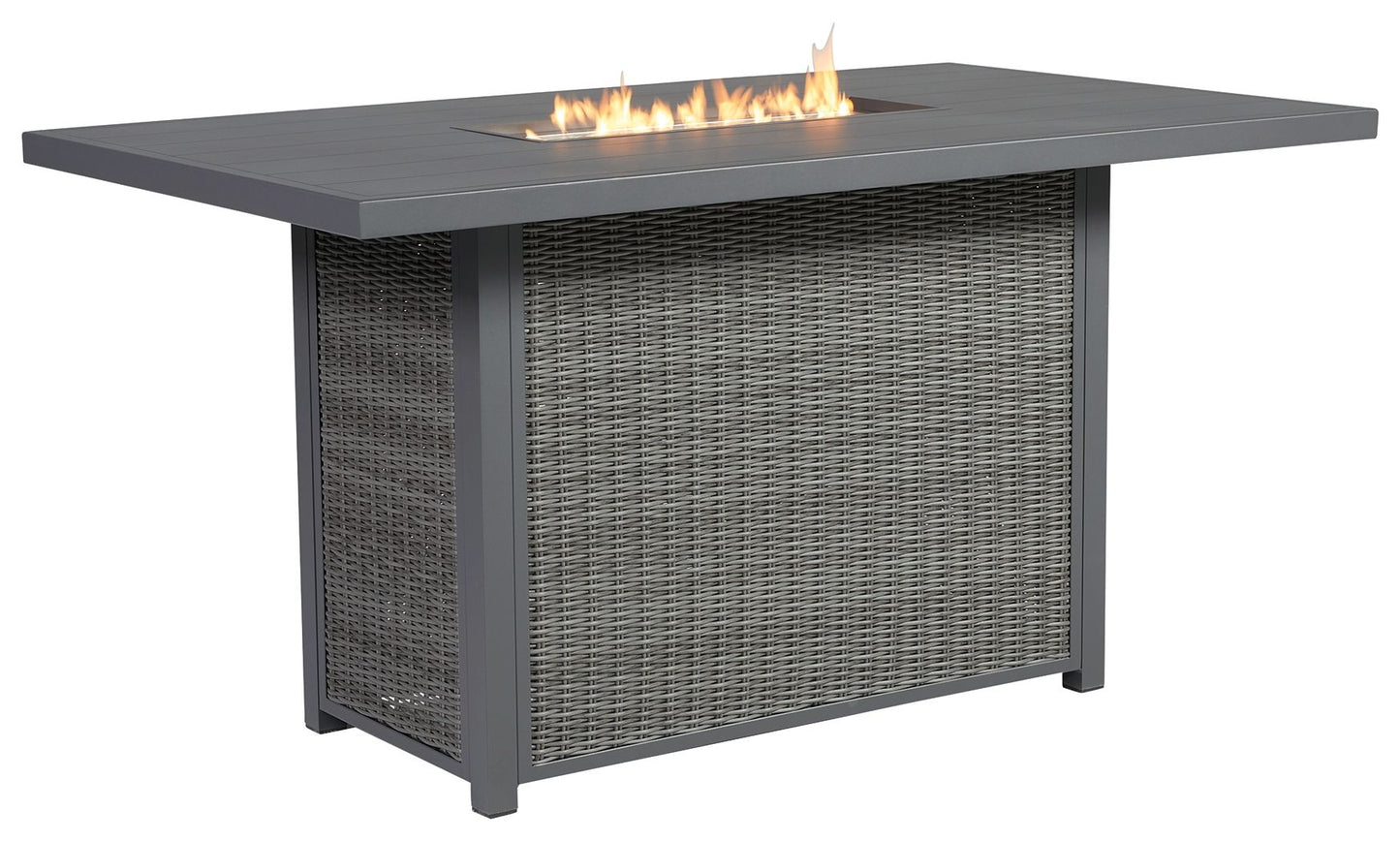 Palazzo - Gray - RECT Bar Table w/Fire Pit