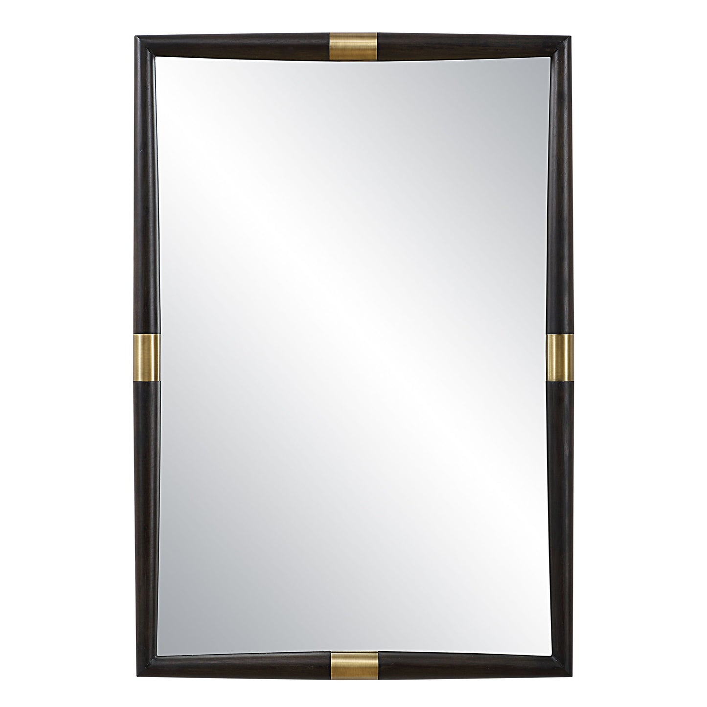 Larkin - Dark Wood & Brass Mirror - Dark Brown