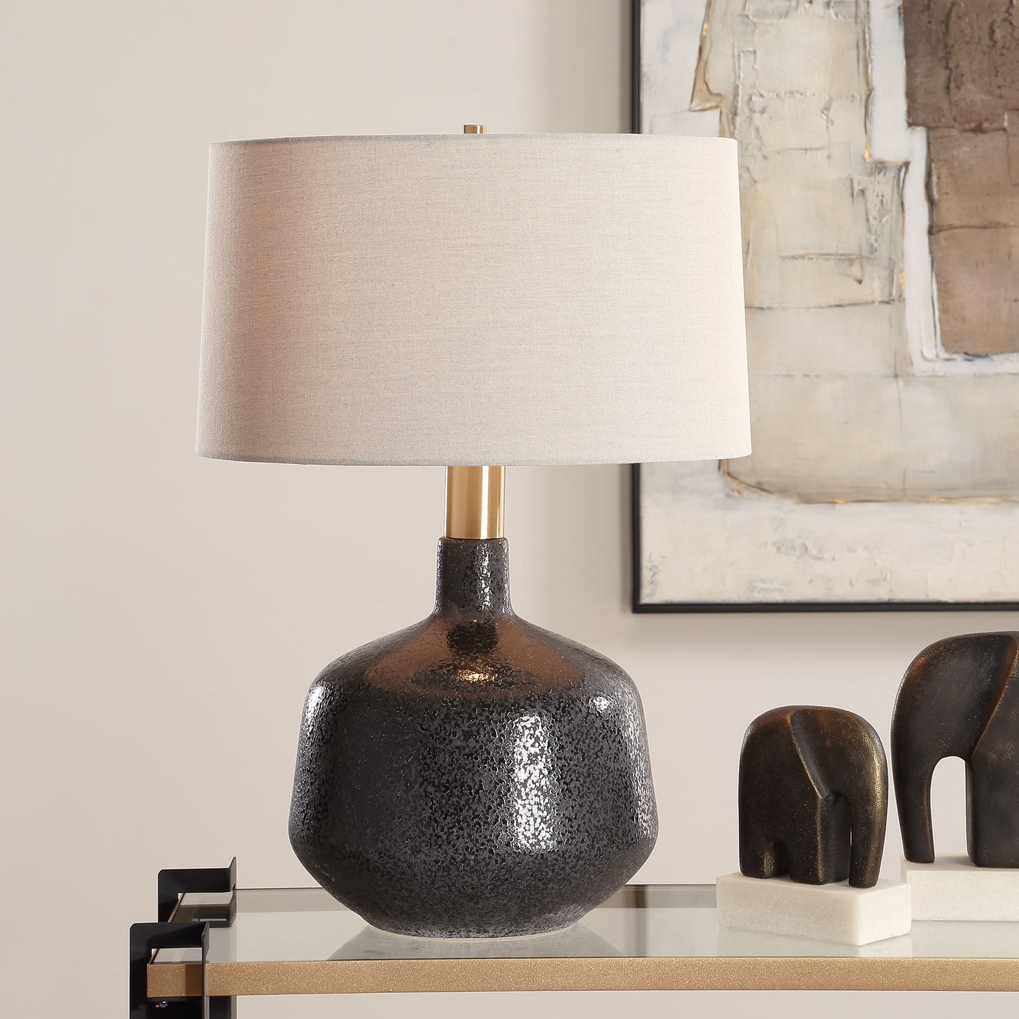 Flanagan - Mottled Gloss Table Lamp - Black