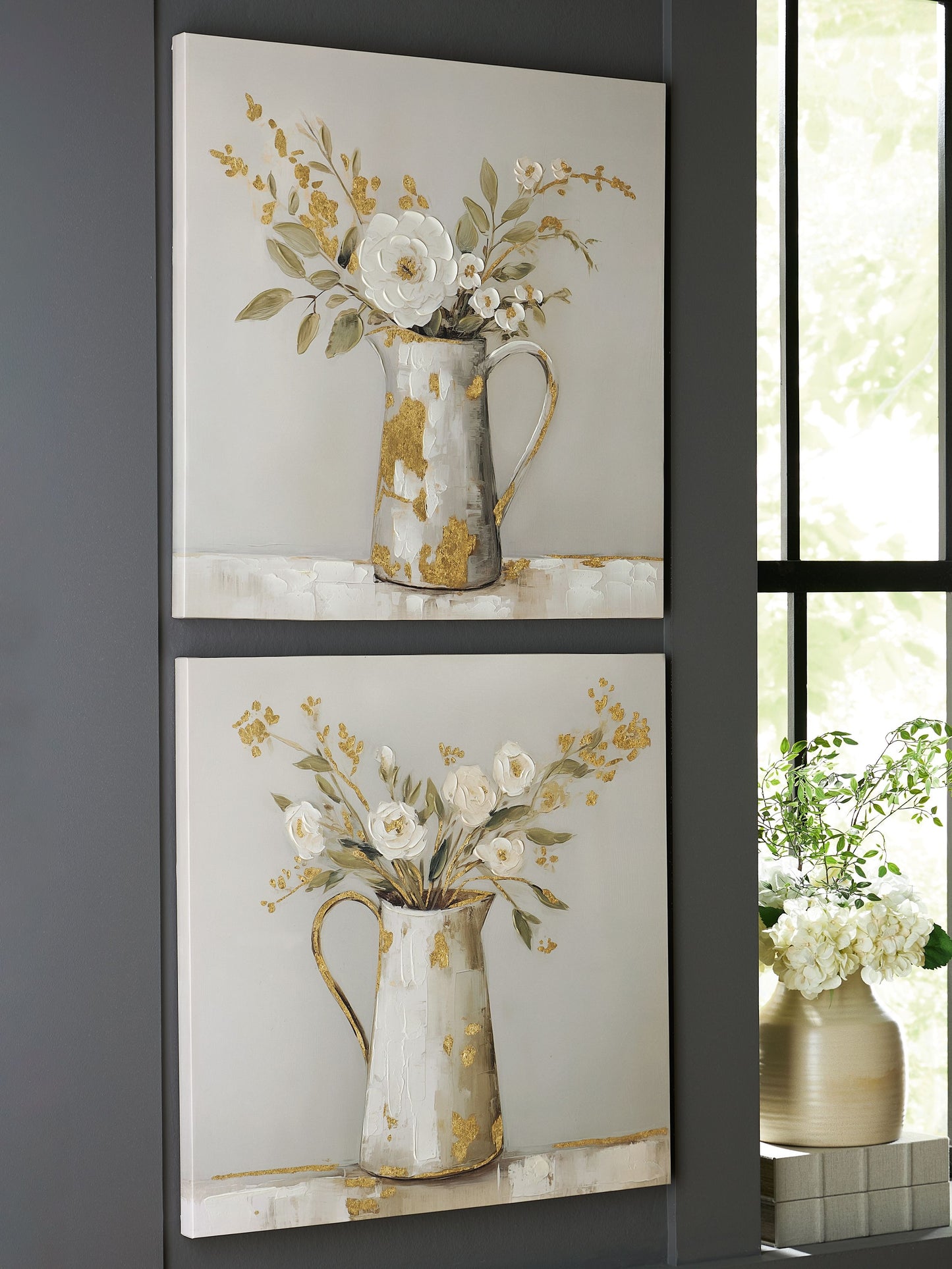 Amoryville - Taupe / Green / Gold Finish - Wall Art Set (Set of 2)