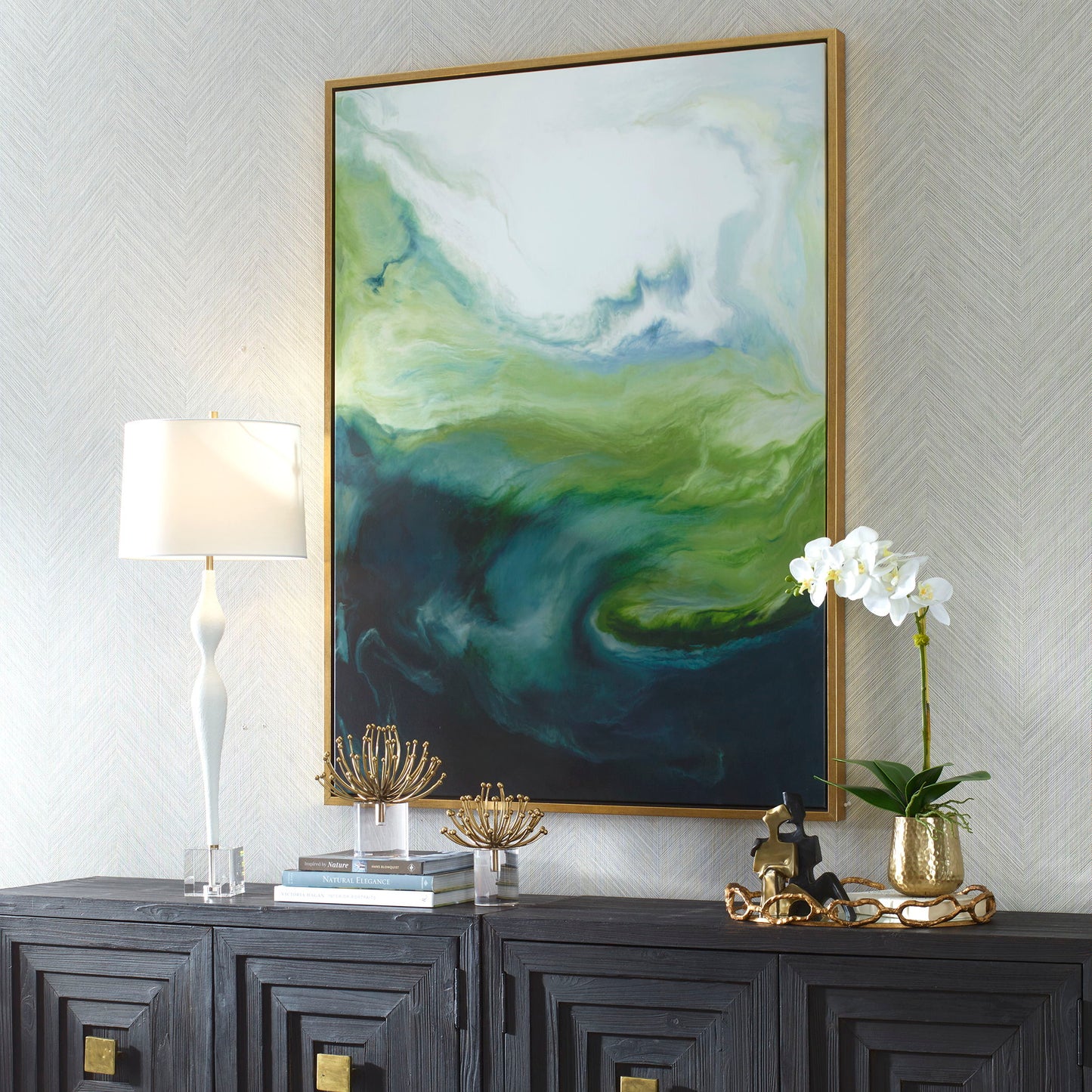 Serene Green - Framed Abstract Art