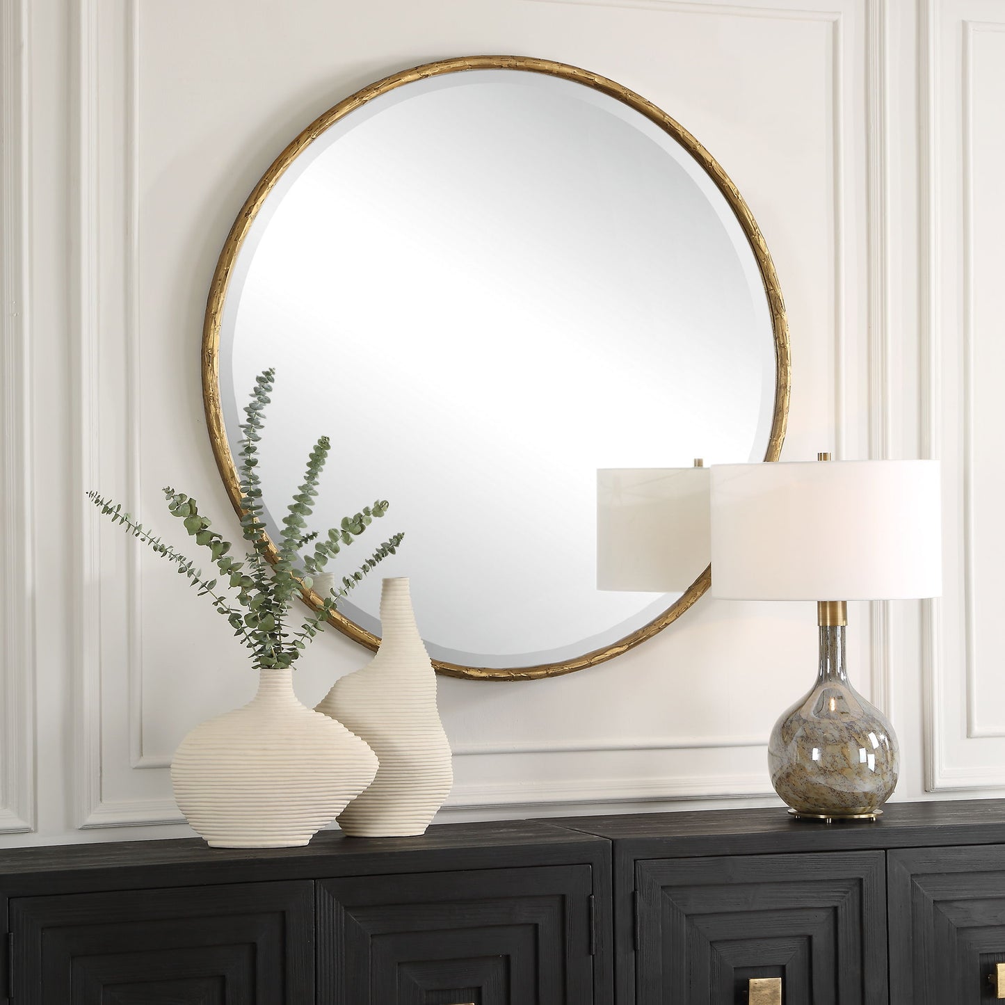 Sutton - Aged Gold Round Mirror