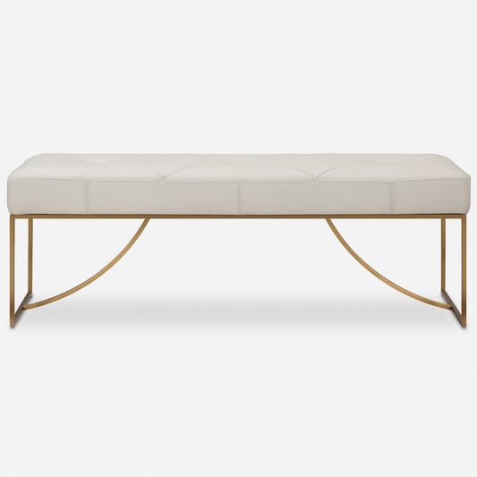 Swale - Ivory Leather Bench