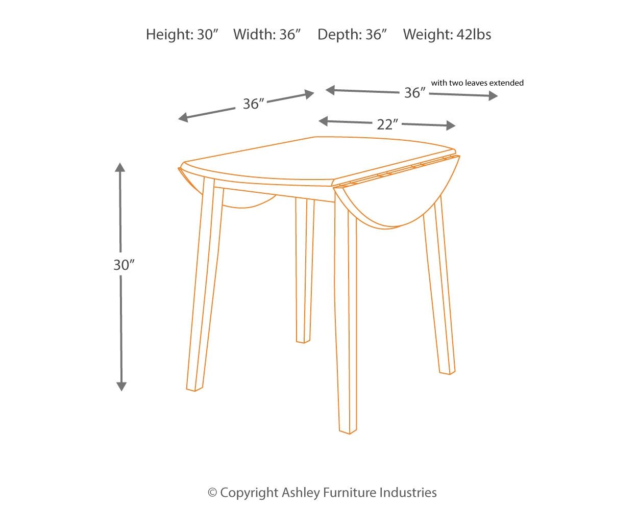 Hammis - Dark Brown - Round Drm Drop Leaf Table