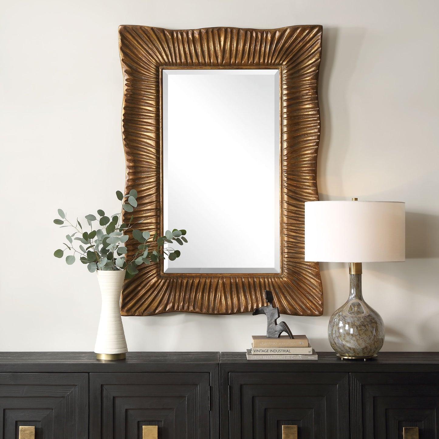 Emerson - Scalloped Antique Gold Mirror