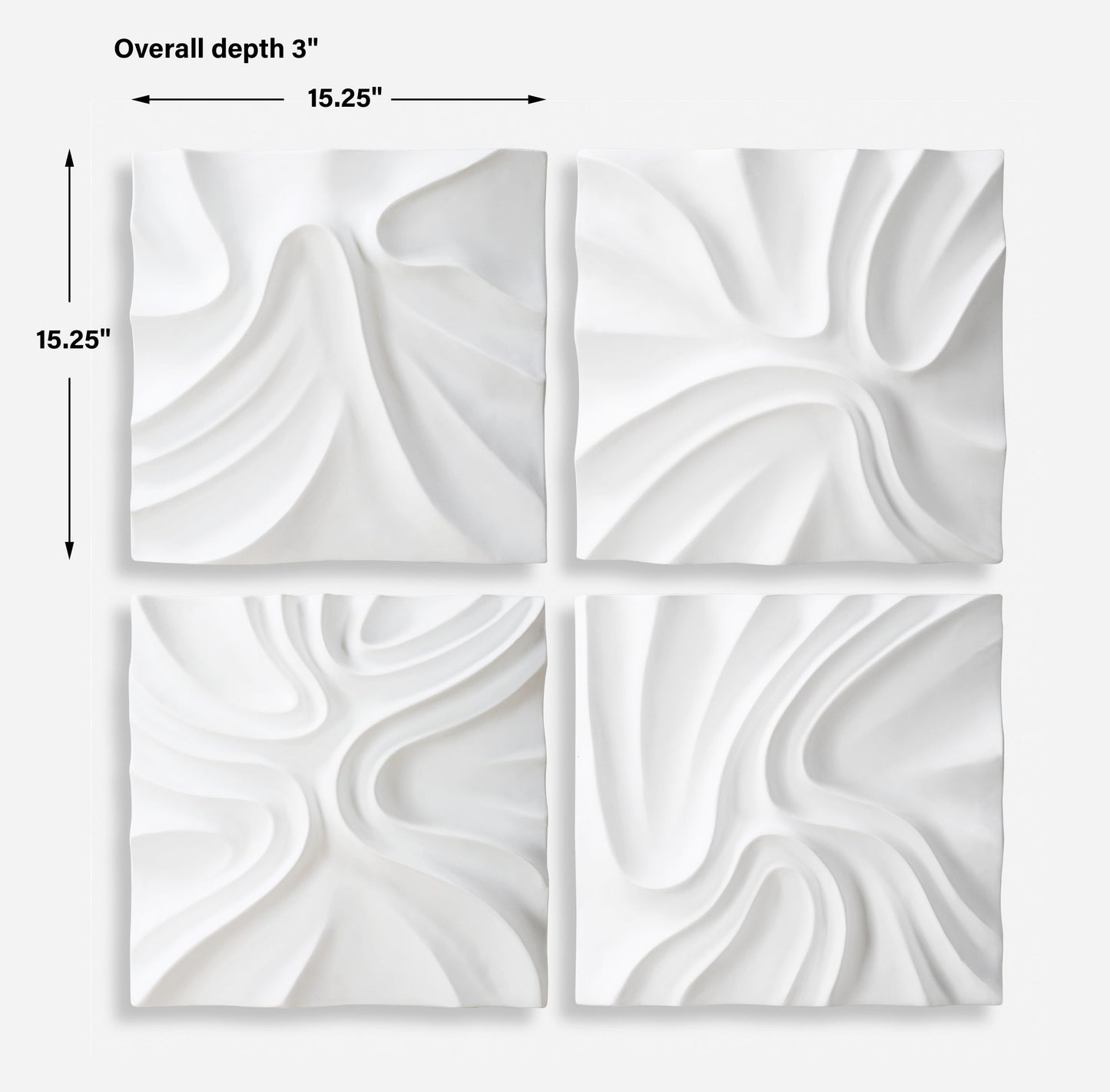 Snowdrift - Scultped White Wall Decor (Set of 4)