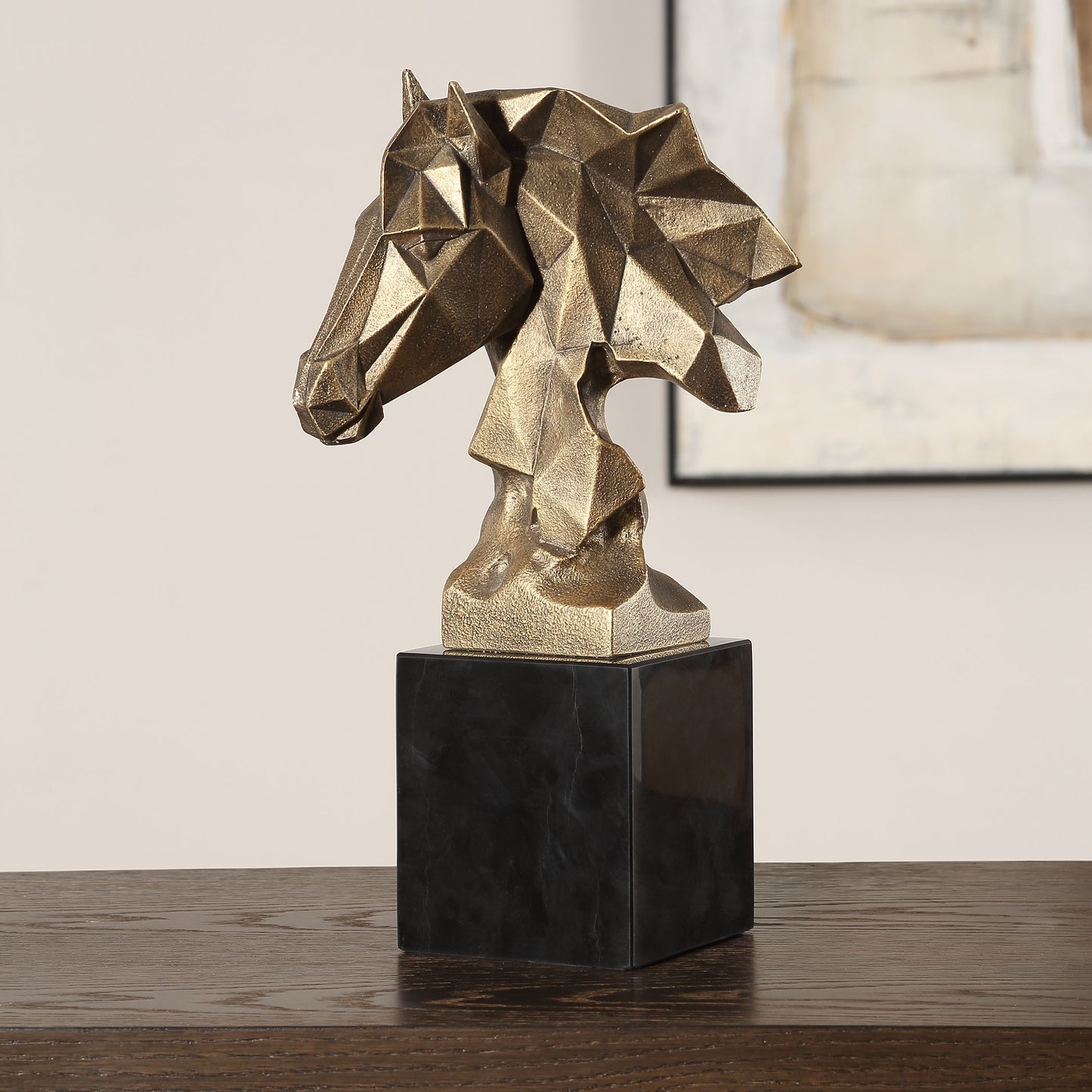 Chiseled Horse Bust - Sculpture - Bronze