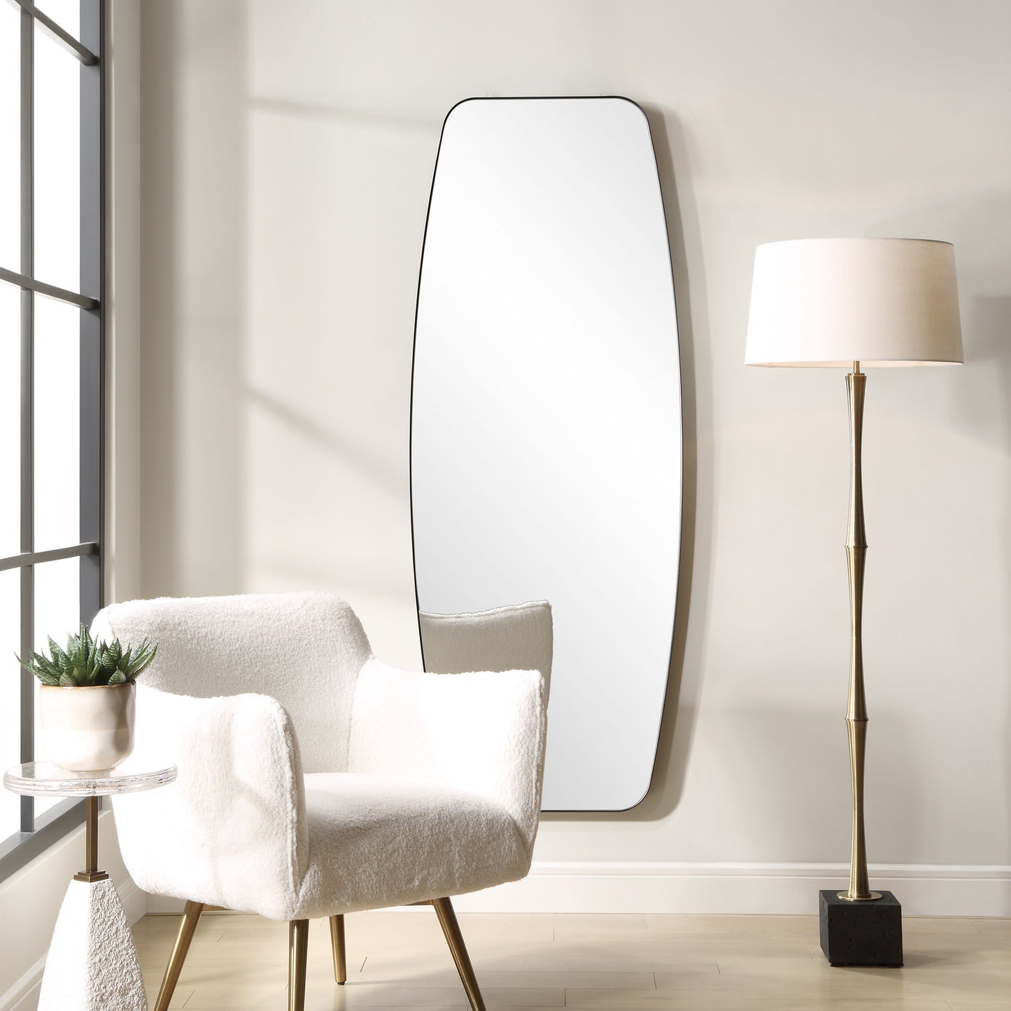 Caspian - Curved Black Dressing Mirror