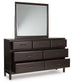 Vanmore - Dark Brown - Dresser And Mirror