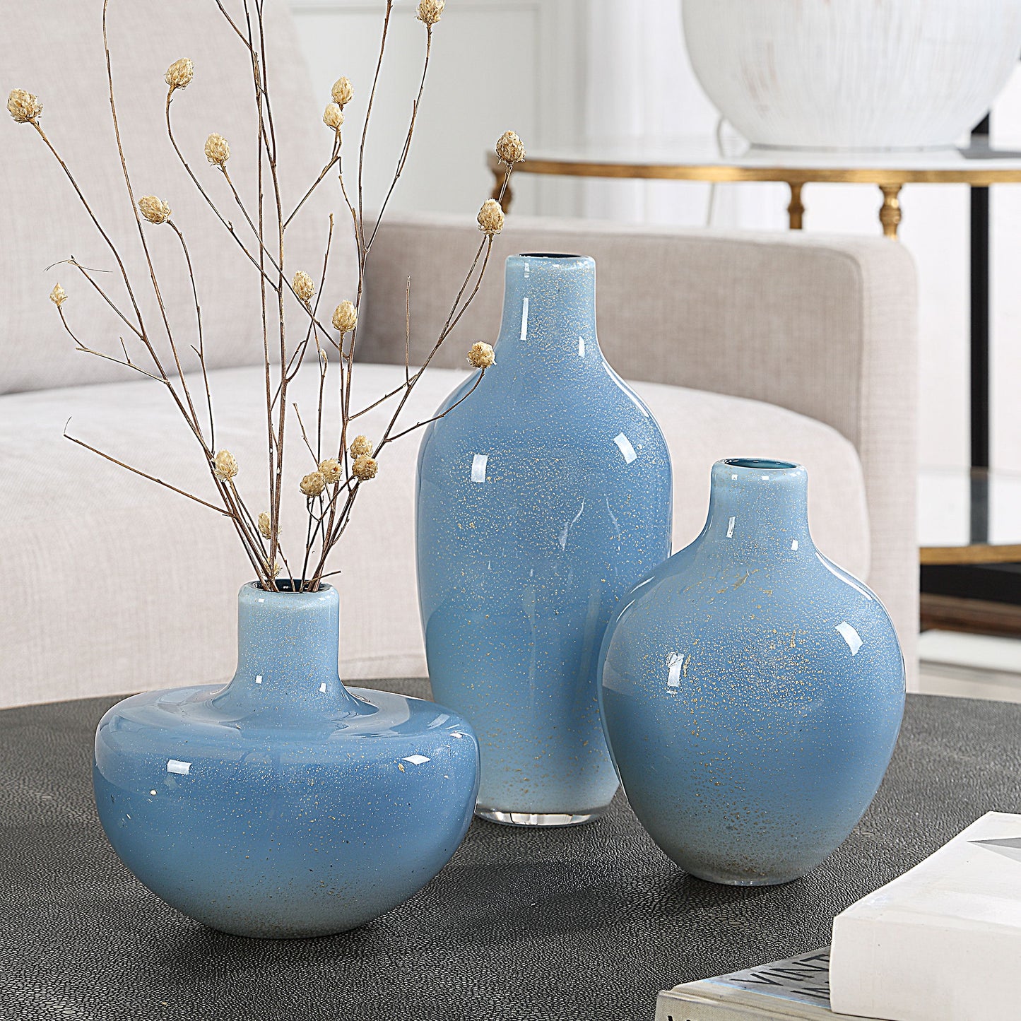 Celestial Frost - Vases (Set of 3) - Blue