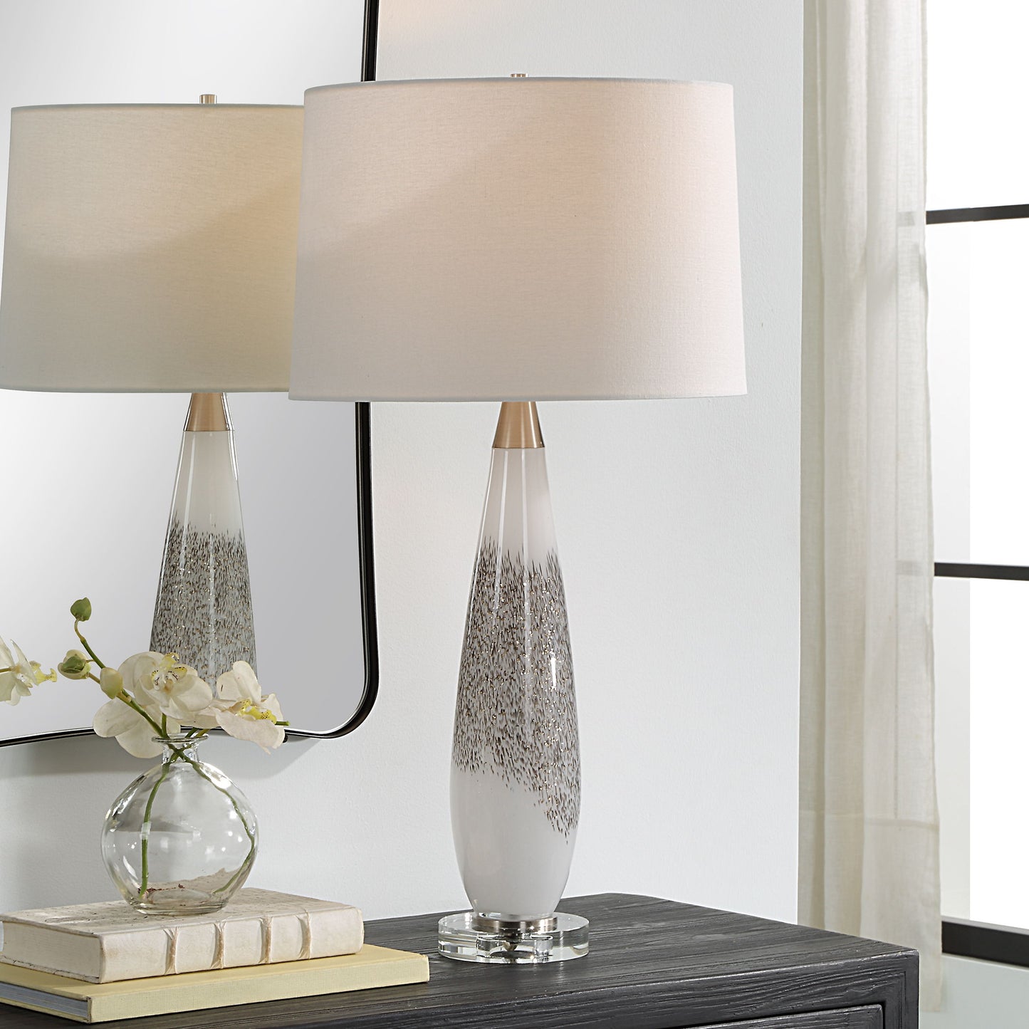 Quinn - Table Lamp - White & Silver