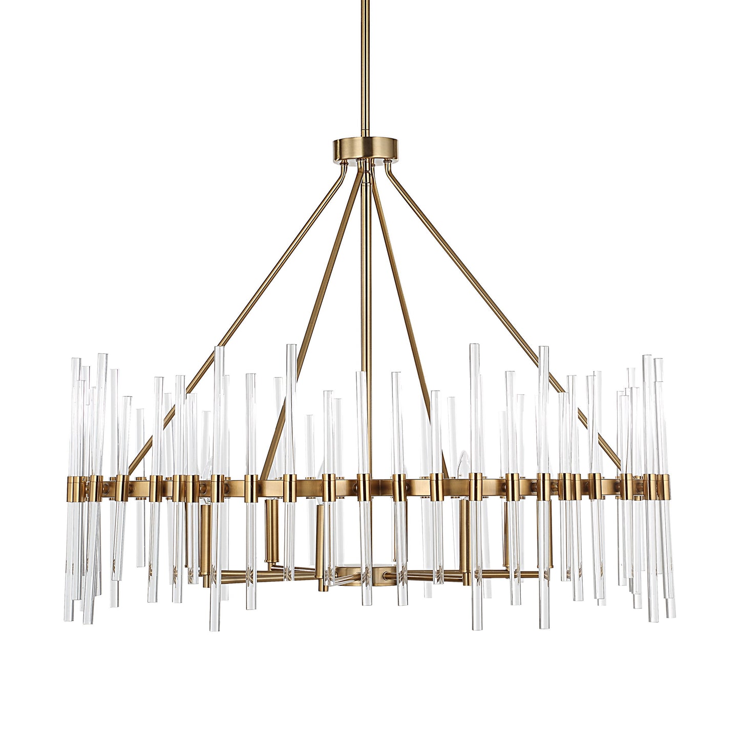 Crystal - Stick 8 Light Chandelier - Brass