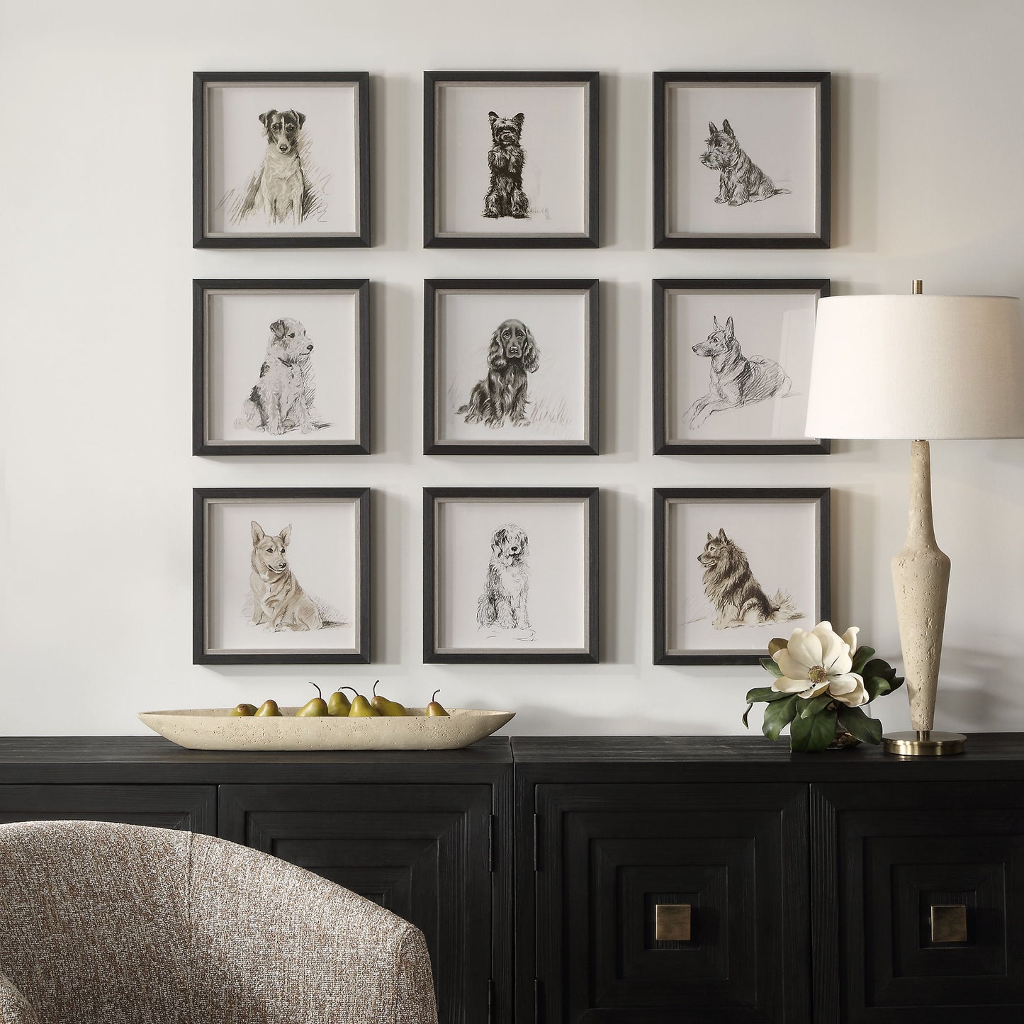 Loyal Companion - Framed Dog Prints (Set of 9)