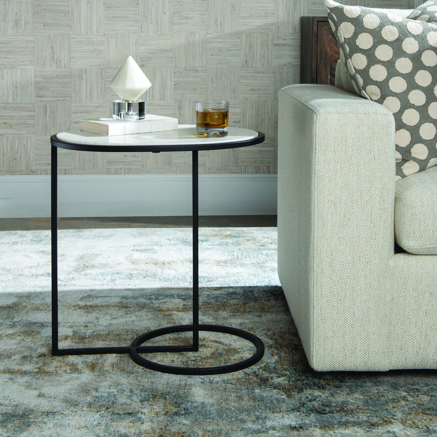 Twofold - White Marble Accent Table