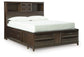 Vanmore - Dark Brown - Queen Storage Bed