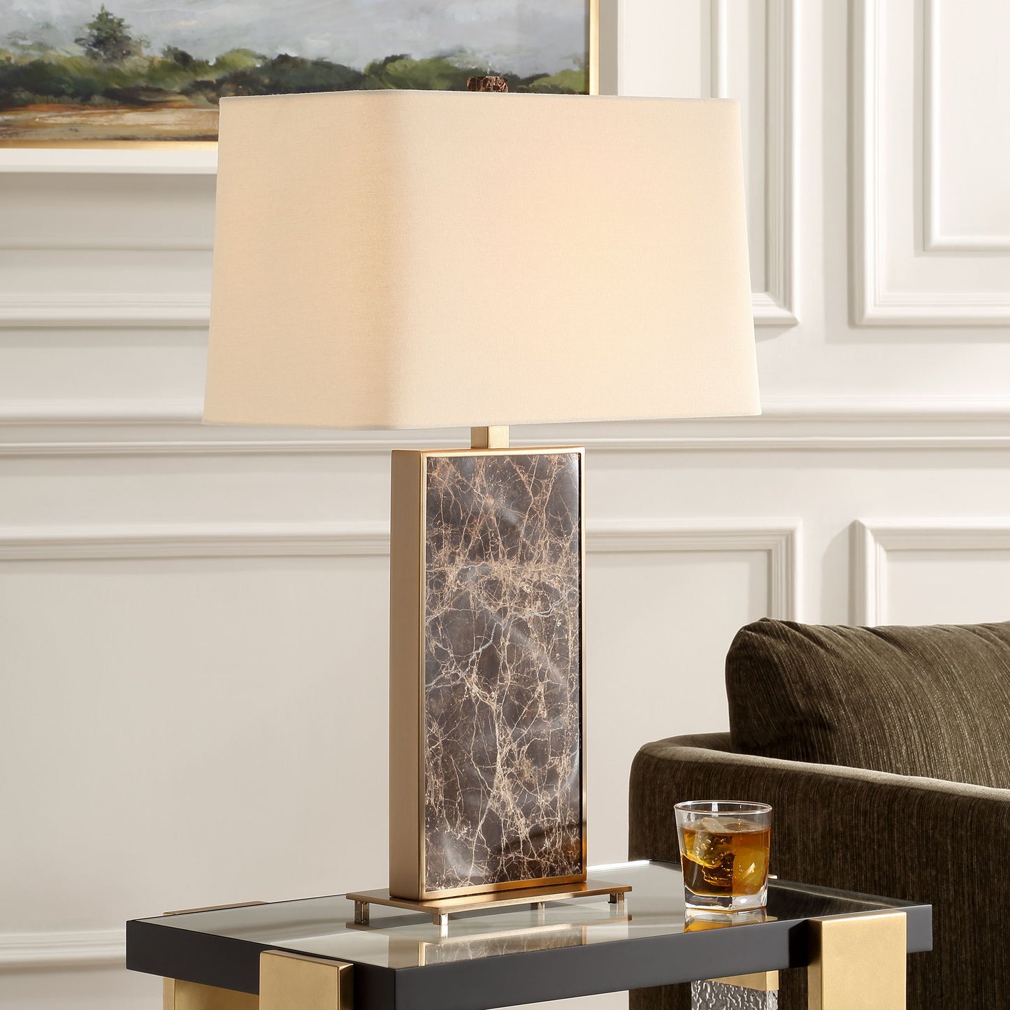 Lafferty - Marble Table Lamp - Dark Brown