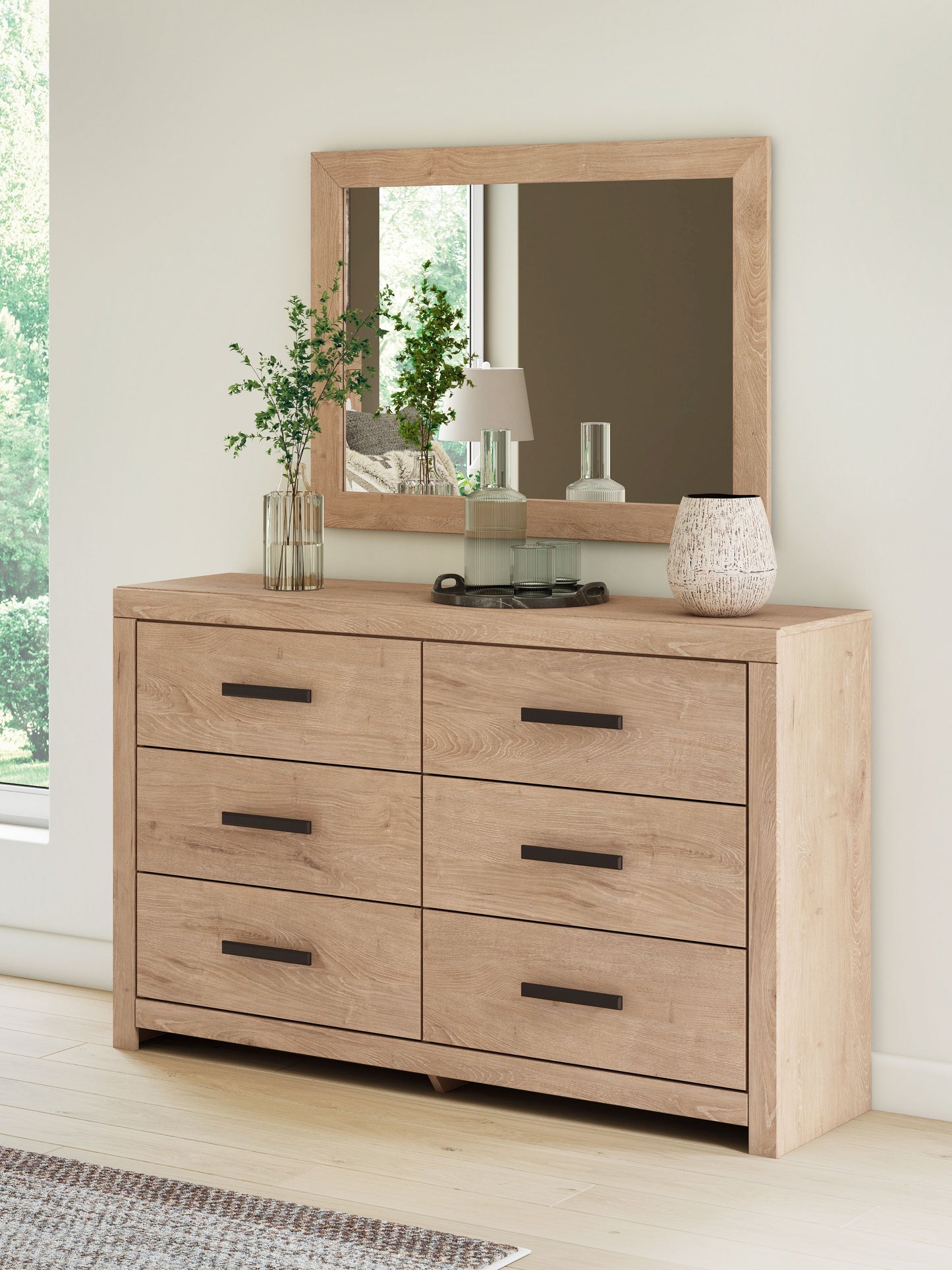 Sanginlane - Tan - Dresser and Mirror