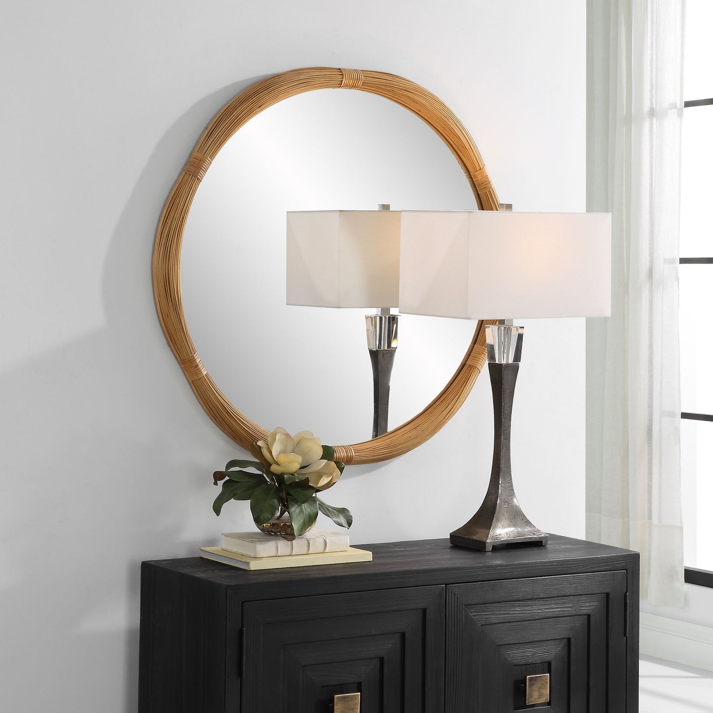 Salina - Round Bamboo Mirror