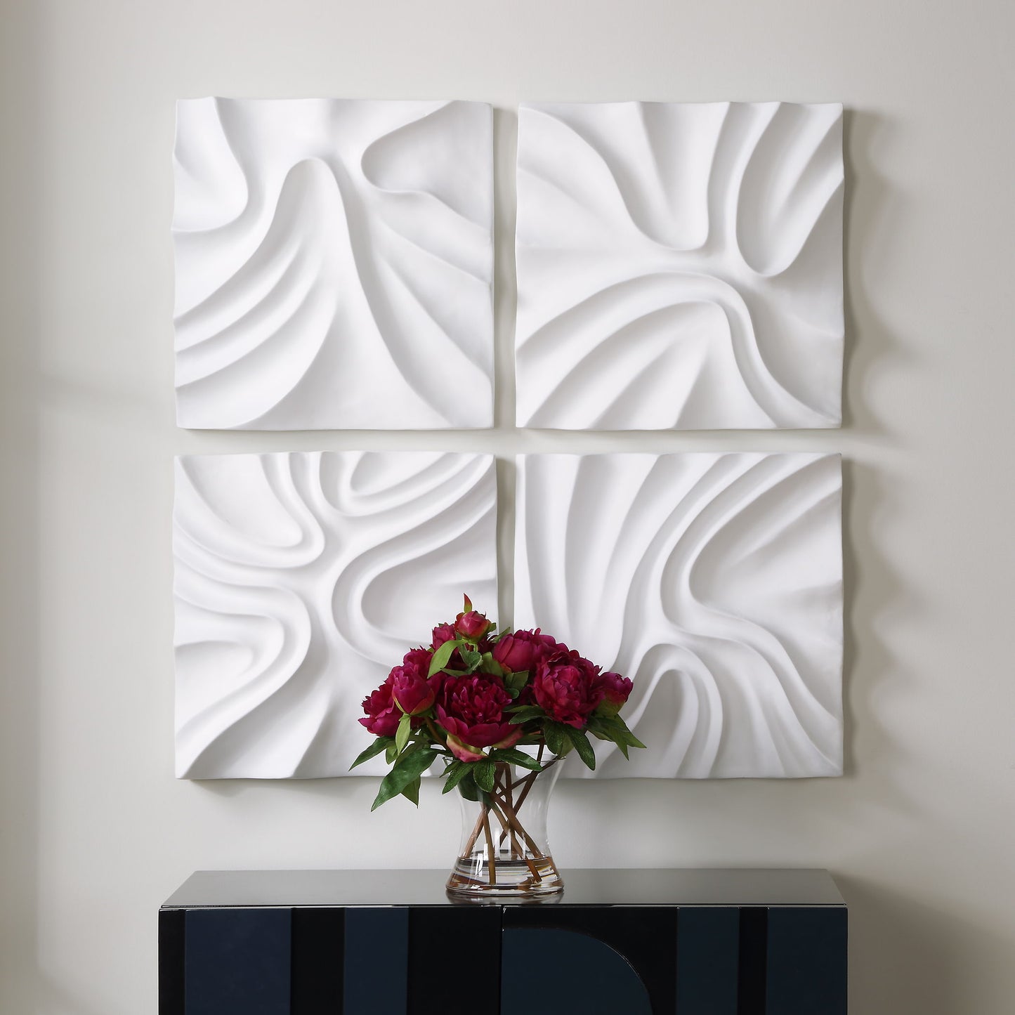 Snowdrift - Scultped White Wall Decor (Set of 4)