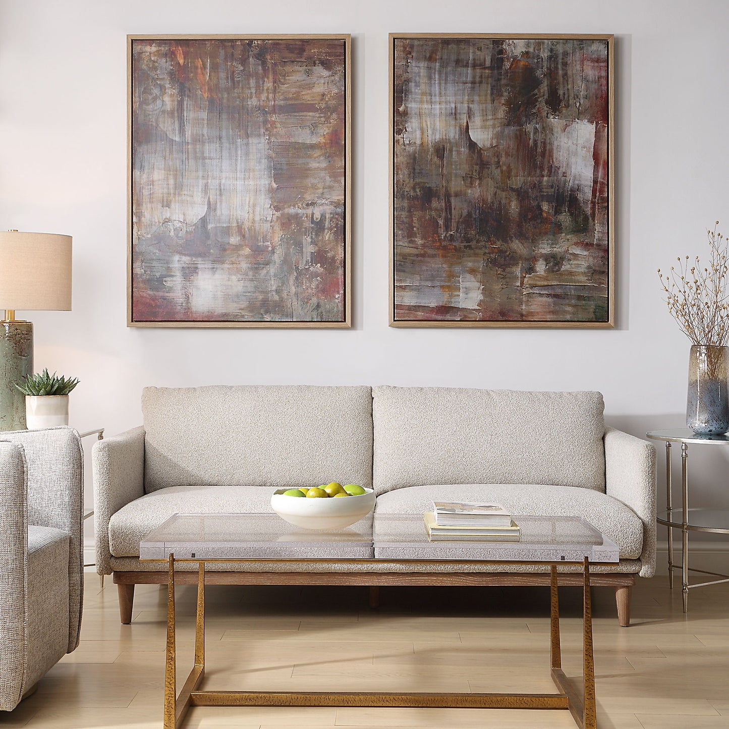Molten Patina - Framed Canvases (Set of 2) - Dark Brown