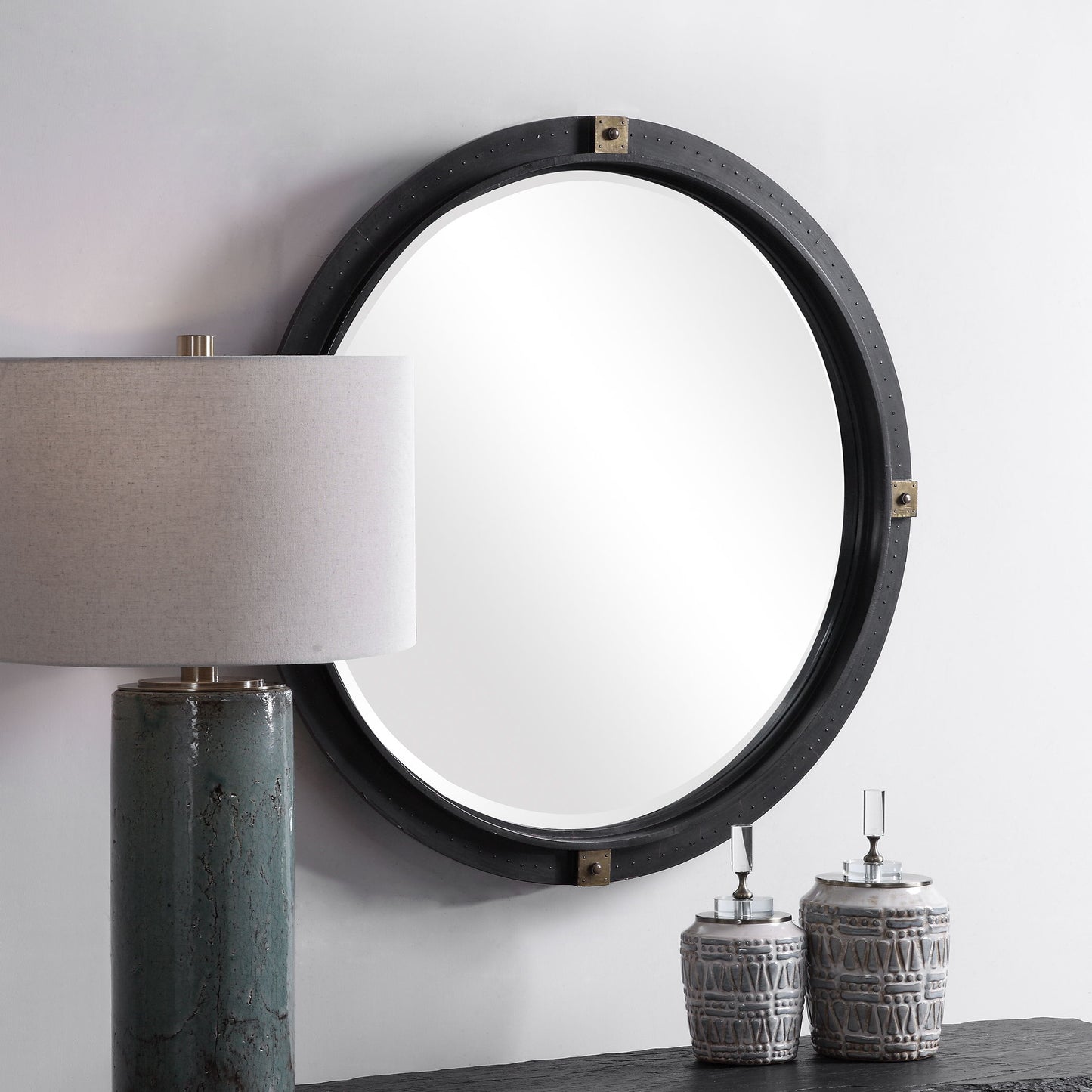 Tull - Industrial Round Mirror - Black